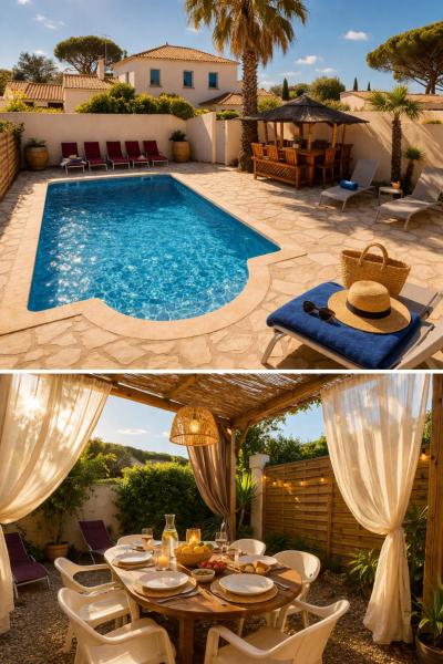 Maison Julia bord de mer - 2 Chambres - Plage de la Nartelle - Sainte Maxime - Piscine partagée - Parking - BBQ - Draps inclus, Varaa Lomakoti La Nartelle Mimosa Road