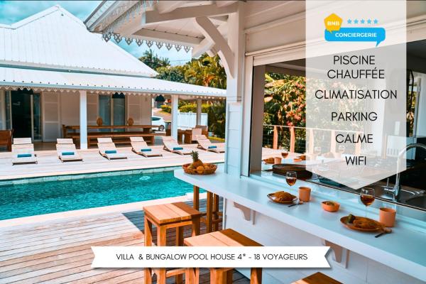 Villa Jasmin & Bungalow Pool House 4 étoiles - 18 voyageurs, Varaa  Mon Caprice hotellit, joissa on uima-allas, Uima-allas